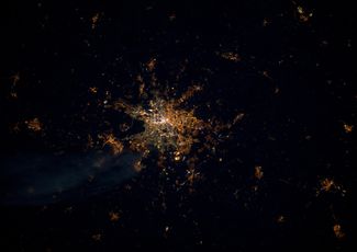 Фото ночного Берлина с борта МКС