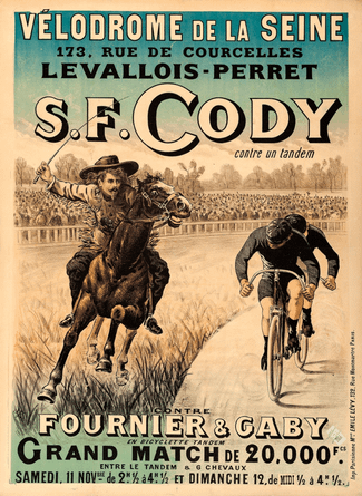 Одно из самых известных шоу «William Codyʼs „Buffalo Billʼs Wild West“», серия шестидневных гонок «Ковбои против велосипедистов»